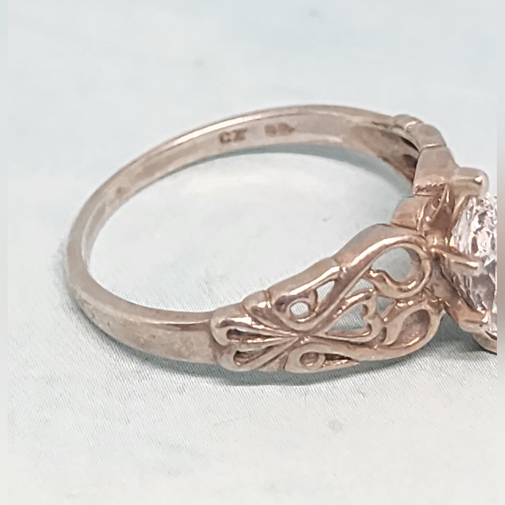 Marquis Cut Cubic Zirconia and Sterling Ring - Picture 5 of 6